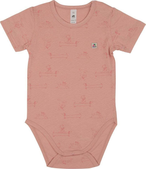 Jrmori Mr.J & Ms.R Baskılı Omuz Çıtçıtlı Kısa Kollu Body Pembe