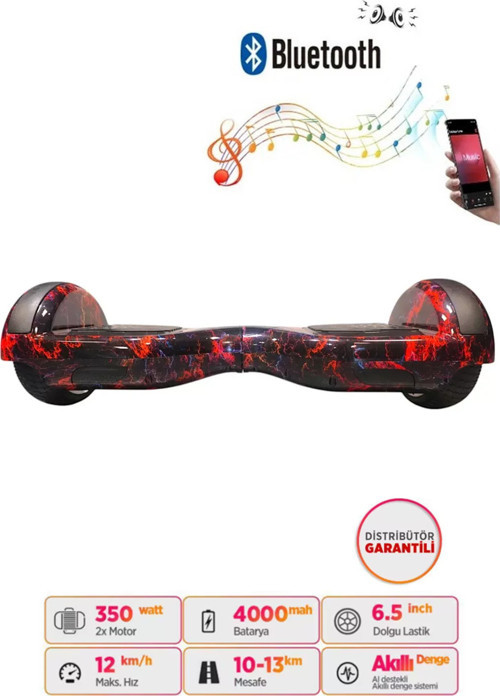 Elektrikli Kaykay Bluetoothlu Hoverboard 6.5 Inch Grafity Desenli Akıllı Denge Özelliği - D15