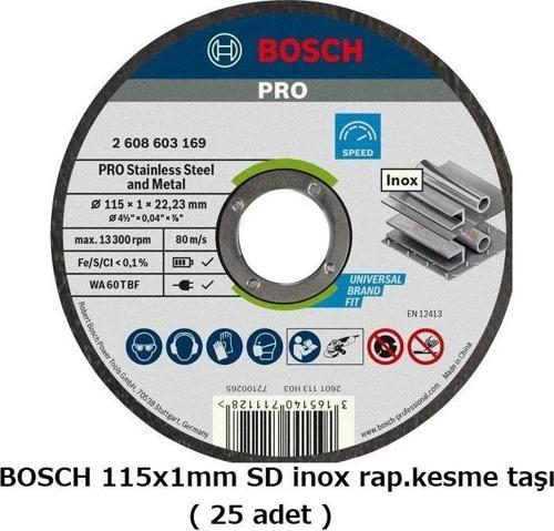 115x1mm SD inox rap.kesme taşı ( 25 adet )