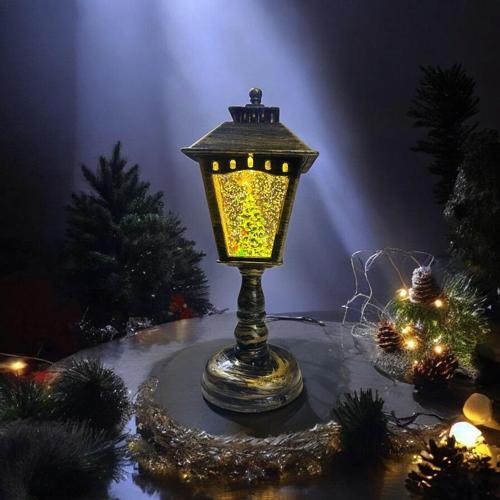 VIP DELUXE 22 CM IŞIKLI MÜZİKLİ YILBAŞI FENERİ YEŞİL ÇAM AĞACI SULU KAR KÜRESİ NOEL SOKAK FENERİ