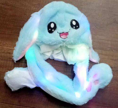Mavi Renk Işıklı Oynar Kulaklı Pelüş Şapka 60 cm