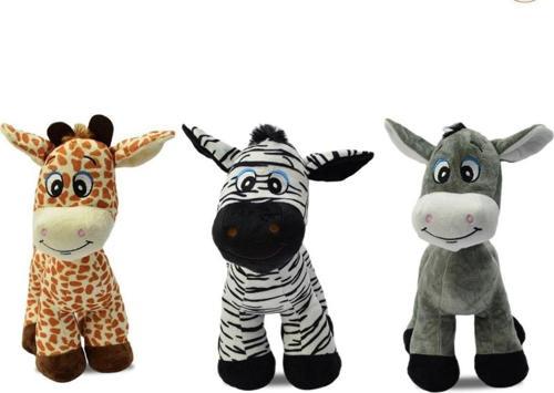 Peluş Oyuncak Sevimli Zebra-zürafa-eşşek 30 Cm 3 Adet MEGA SET