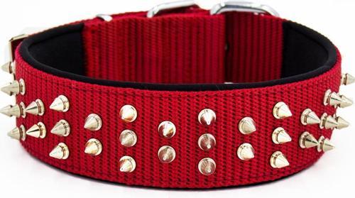 Konfor El Yapımı Çivili Köpek Boyun Tasması 5x50-60cm Kırmızı
