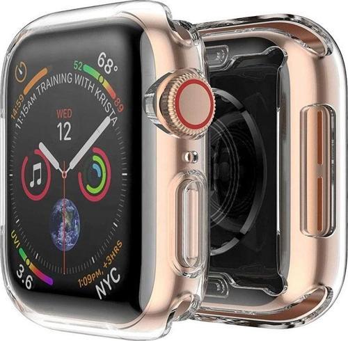 Apple Watch 7 Serisi 45mm Silikon Şeffaf Kılıf Ekran Koruyucu