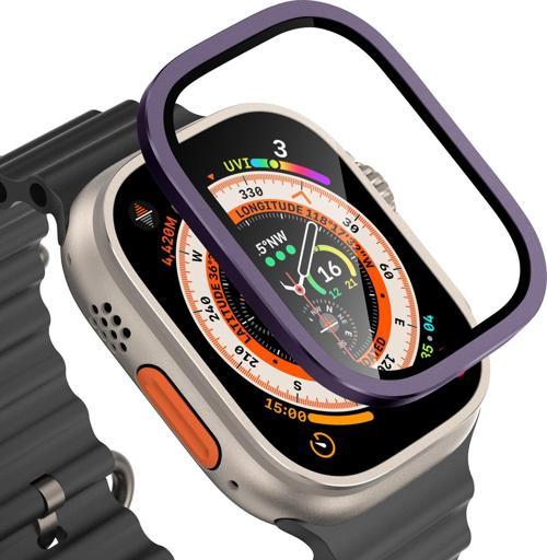Apple Watch Ultra 49mm Uyumlu Metal Çerçeveli Ekran Koruyucu