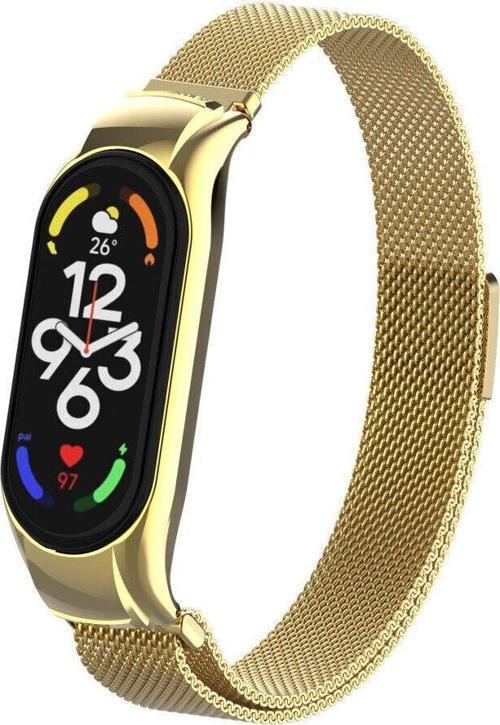 Xiaomi Mi Band 7 Uyumlu Metal Hasır Manyetik Kordon Kayış
