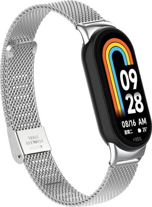 Xiaomi Mi Band 8 Mi Band 9 Uyumlu Paslanmaz Metal Hasır Tokalı Kordon Kayış