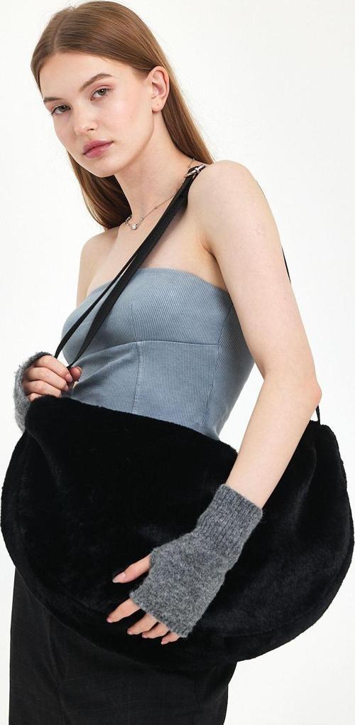 Fluffy Peluş Moon Bag Fermuarlı, Astarlı , Omuz & Çapraz / Spor & Günlük Çanta