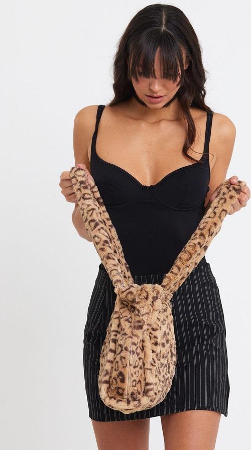 Leopard Juicy Tote Kadın Peluş Omuz Çantası