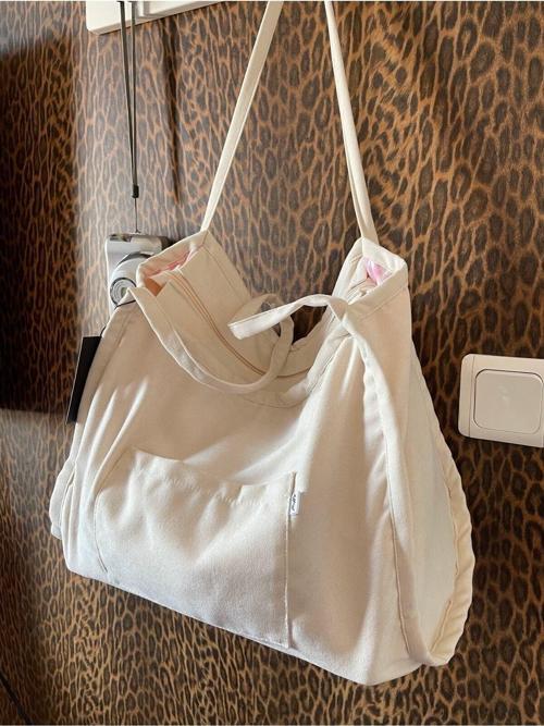 Milky 00S Shopper Bag Fermuarlı, Astarlı , Kumaş, Kol Ve Omuz Çantası / Okul & Günlük