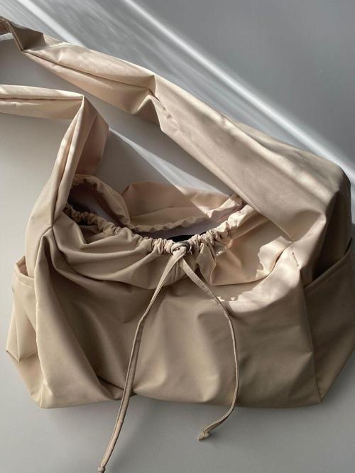 Su Geçirmez Tote Bag / Çapraz Kullanıma Uygun Krem Kadın Omuz Çantası