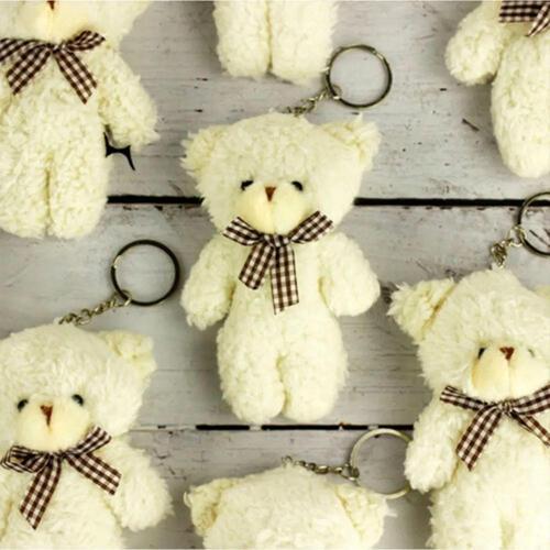 3 Adet Beyaz Tüylü Ayıcık Peluş Anahtarlık Süs, Araba Dikiz Aynası Aksesuar, Çanta Süsü