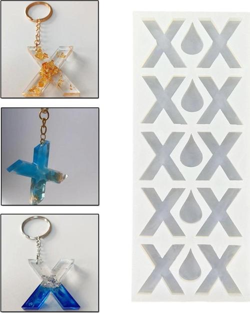 Epoksi Çoklu Silikon Kalıp X Harfi Anahtarlık Reçine Seri Döküm Kalıbı 4 CM 10 Lu