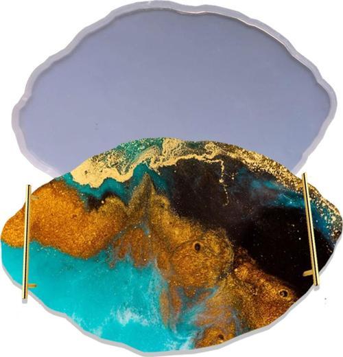Epoksi Silikon Kalıp YERLİ Oval Dalgalı Nişan ve Söz Tepsi Kalıbı 34.5X24.5 CM
