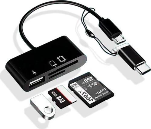 5652 Type-C Micro Usb 3in1 Sd Micrsd Kart Okuyucu Otg Çevirici Kablosu