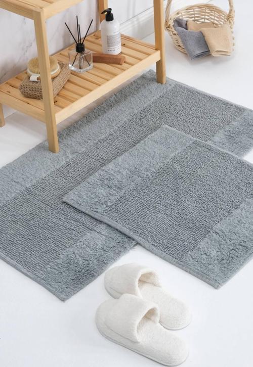 İva Tufting %100 Natural Pamuk 2li Banyo Paspas Takımı - Gri