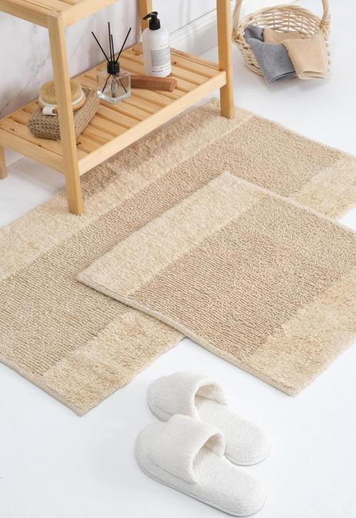 İva Tufting %100 Natural Pamuk 2li Banyo Paspas Takımı - Vizon