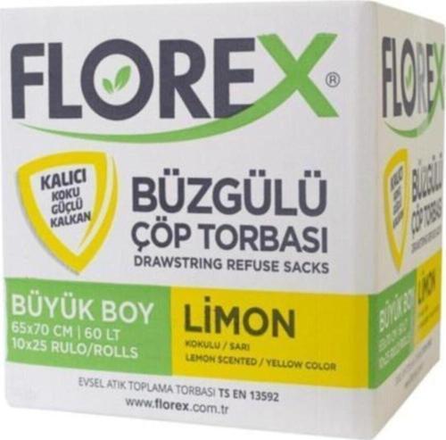 65X70 Limon Kokulu Büzgülü Büyük Boy Çöp Poşeti ( 250 Adet )