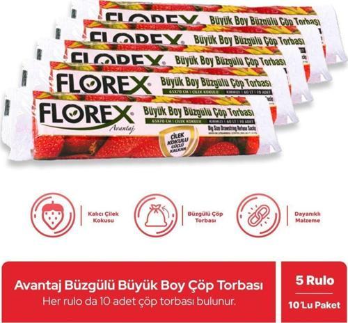 Avantaj Seri Çilek Kokulu Büzgülü Büyük Boy Çöp Poşeti X 5 Rulo