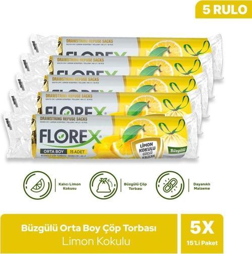 Büzgülü Limon Kokulu Orta Boy Çöp Poşeti X 5 Rulo