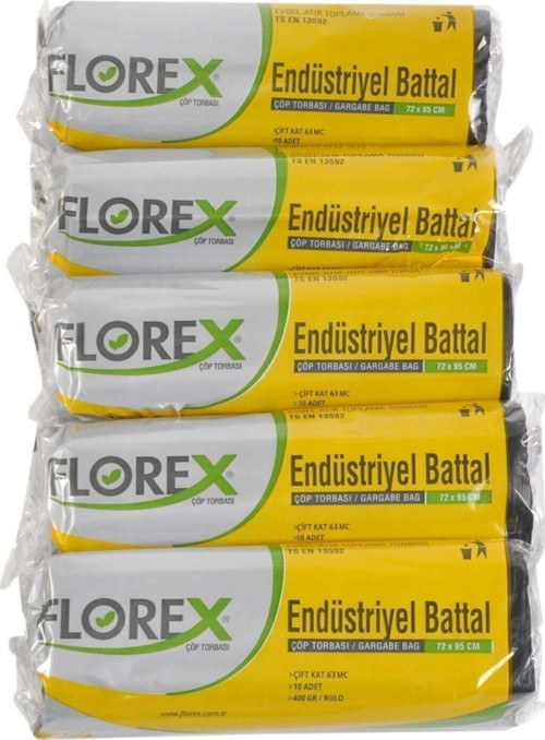 Endüstriyel Battal Siyah Çöp Torbası 72 X 95 Cm 5 Rulo