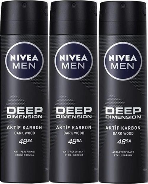 Deep Dimension Aktif Karbon Dark Wood 150 Ml Deodorant X 3