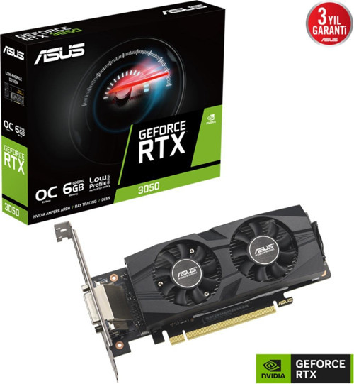 RTX3050-O6G-LP-BRK 6GB Geforce RTX3050 GDDR6 96bit HDMI DVI/DP 16x Ekran Kartı (Low Profil)
