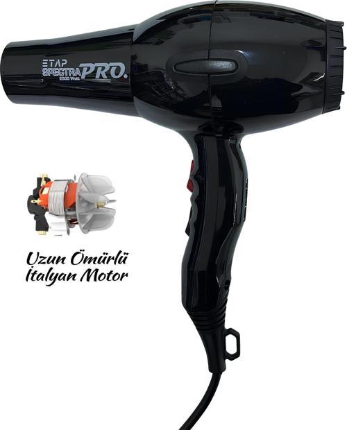 Spectra Pro 2500 Watt Profesyonel Seri Kuaför Fön Makinesi (İtalyan Motor) Siyah