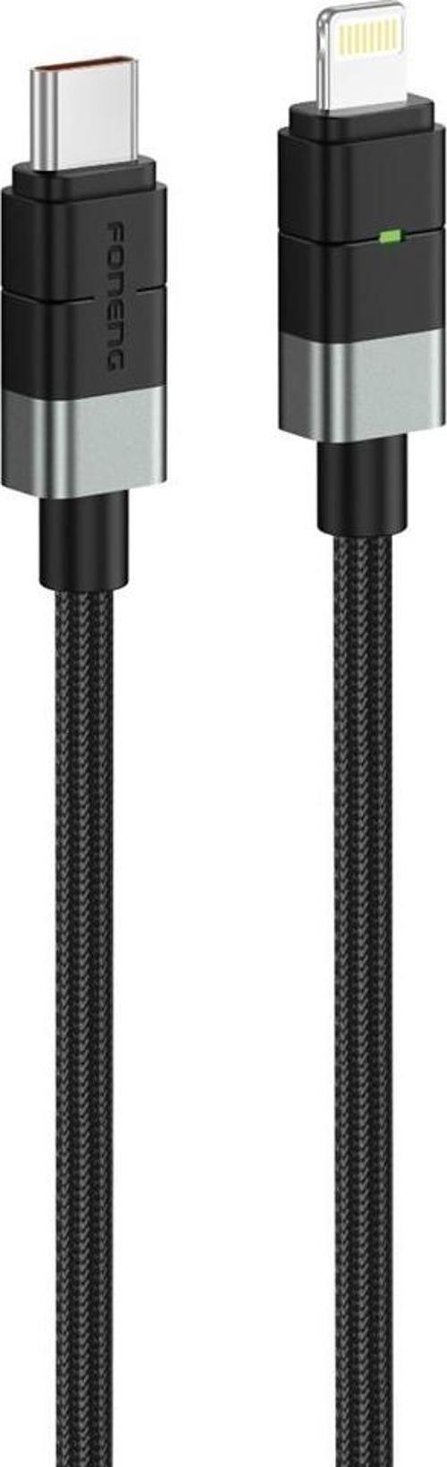 Xs03 27w Pd Led Işıklı Type-c To Lightning Şarj Data Kablosu Ip Örgülü 1,2m