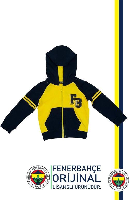 Orijinal Lisanslı Kapüşonlu fermuarlı Sarı Lacivert Bebek Sweat