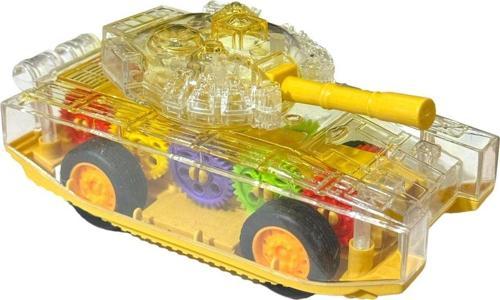 Sürtmeli Şeffaf Işıklı Tank Askeri Araç 15 Cm SARI