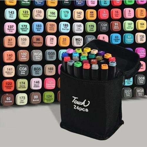 24 Renk Marker Resim Mimari Ve Grafik Tasarım Kalemi 24 LÜ Çift Taraflı Marker Keçeli Kalem Seti