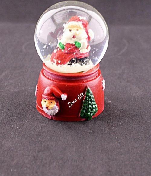 Dekoratif Yeni Yıl Noel Baba Temalı Mini Boy Işıklı Kar Küresi 6,5 cm
