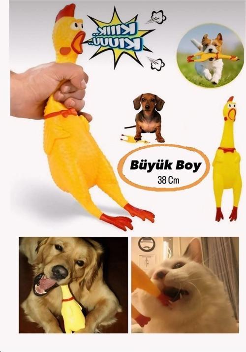 Sesli Horoz Eğlenceli Köpek ve Kediler İçin Sesli Öten Zararsız Horoz Oyuncak 38 Cm Ses Çıkartan