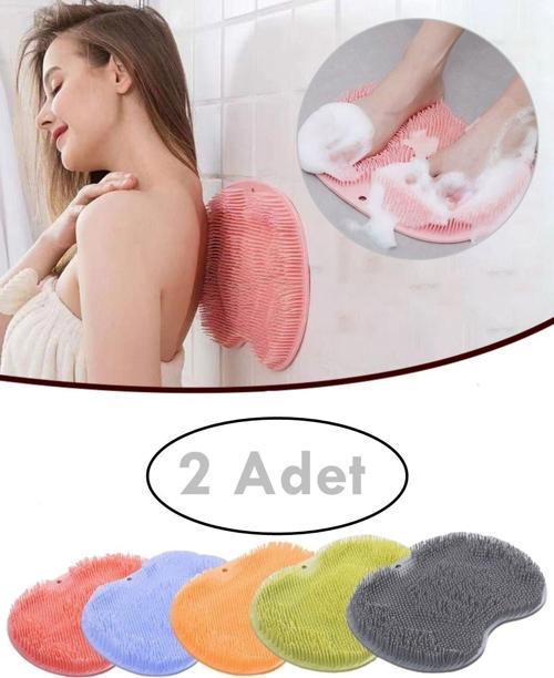 Slikon Duş Kesesi Duvara Vantuzlu 2 Adet Banyo Pedi El Ayak Vücut Silikon Banyo Duş Lifi Vantuzlu Fı