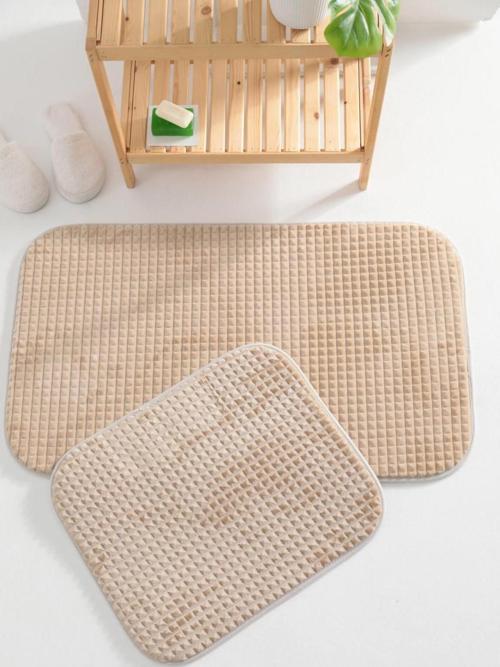 Piramit Süngerli 2li Banyo Paspas Takımı - Vizon