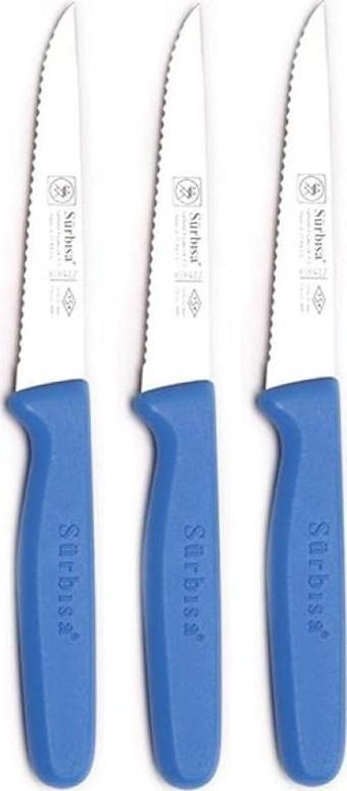 Sürbısa 3 Adet Sebze & Meyve Bıçağı Lazer Bilemeli Mavi 61004-LZ