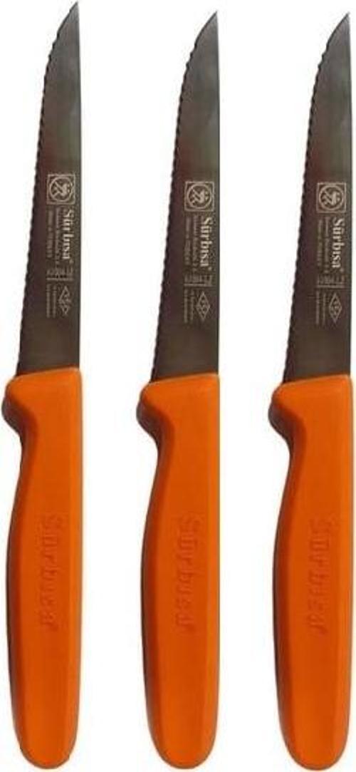 Sürbısa 3 Adet Sebze & Meyve Bıçağı Lazer Bilemeli Turuncu 61004-LZ
