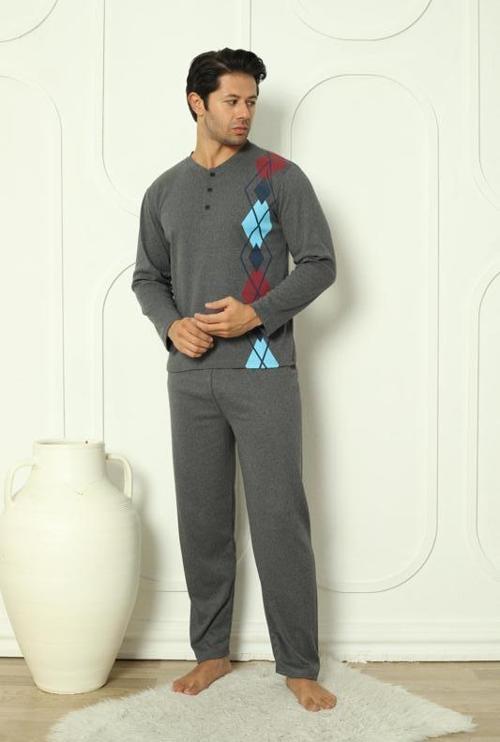 Falkom 5010 İnterlok Kalın Kışlık Desenli Erkek Ev Pijama Takımı