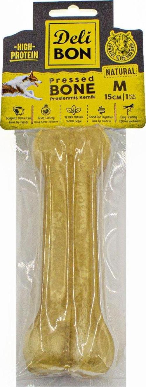 Deri Köpek Çiğneti Pres Kemik 1x15cm Natural