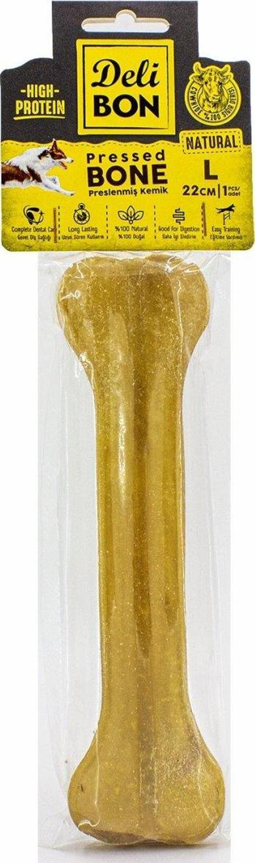 Deri Köpek Çiğneti Pres Kemik 1x22cm Natural