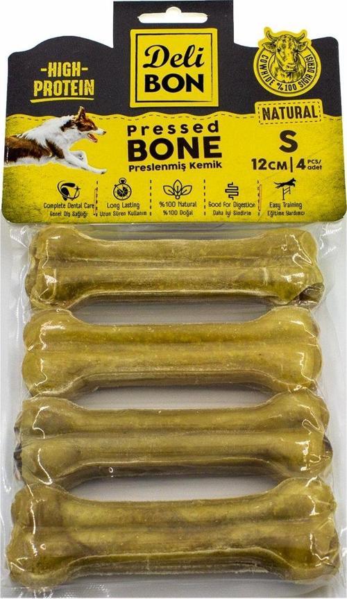 Deri Köpek Çiğneti Pres Kemik 4x12cm Natural