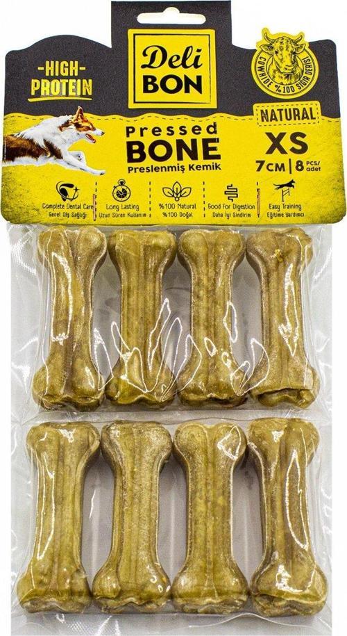 Deri Köpek Çiğneti Pres Kemik 8x7cm Natural