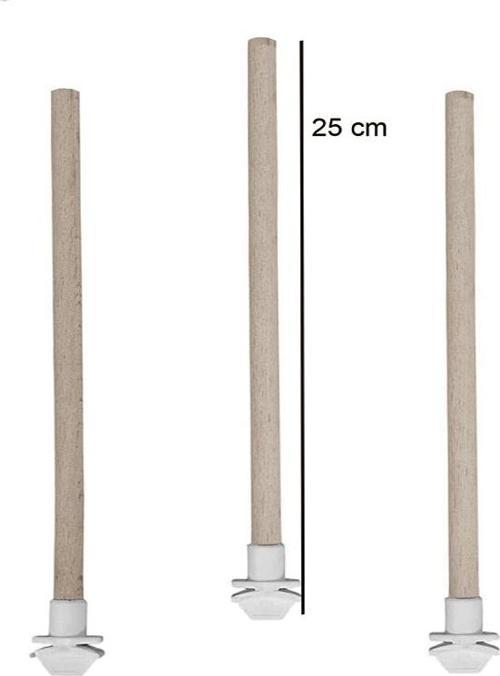 Doğal Ahşap Kuş Tüneği 1.2 cm-25 cm Standart  Beyaz (2 Adet)