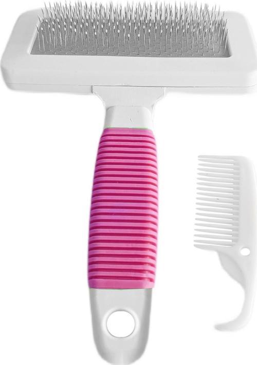 Temizleme Aparatlı Kedi Köpek Tarağı 9.5 cm-14 cm Medium Pembe