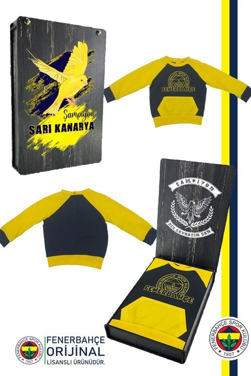 Orijinal Fb Logo Sarı-Lacivert Bebek Sweat Hediyelik Ahşap Kutulu