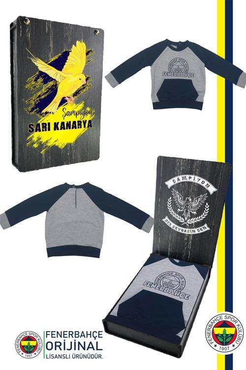 Orijinal Fb Logo Sarı-Lacivert Bebek Sweat Hediyelik Ahşap Kutulu