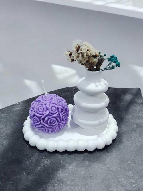 AYD Bubble  Sunum Tabağı Takılık Süslük Dekoratif  Spiral Vazo Gültopu Mum  %100 Soya Wax & Taş Tozu
