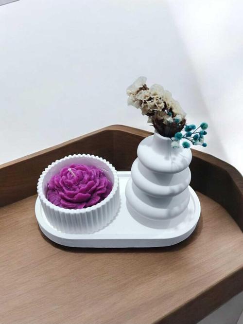 AYD Sunum Tabağı Takılık Süslük Dekoratif  Vazo & Biblo Kokulu Mum&Şamdan  %100 Soya Wax & Taş Tozu