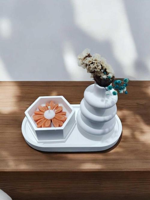 AYD Sunum Tabağı Takılık Süslük Dekoratif  Vazo & Biblo Kokulu Mum&Şamdan  %100 Soya Wax & Taş Tozu